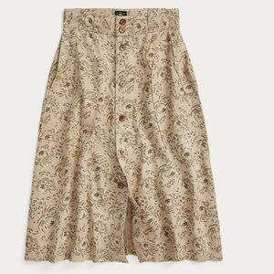 Double Ralph Lauren, Floral-Print Seeded high waisted Linen Skirt, Size 0-2